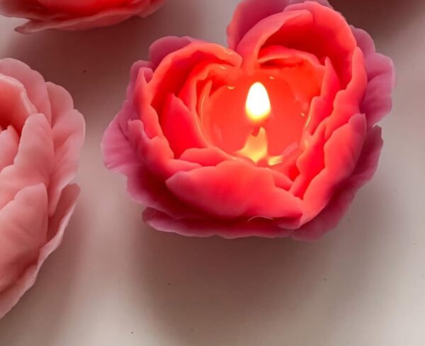D.Pink heart flower candle