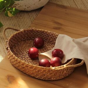 Handmade Rattan Round Food Storage Tray