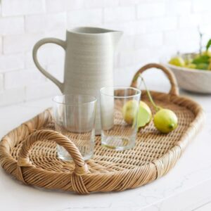 Handwoven Wicker Oval Serving Tray
