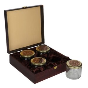WOODEN 4 JAR GIFT BOX