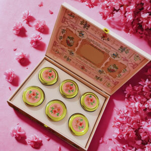Light Blush Floral Hamper Box With 6 Square Jars  (14x10x4 Inches)