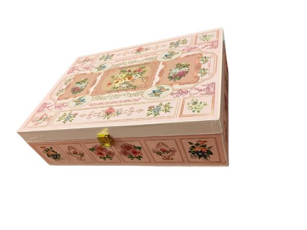 Light Blush Floral Hamper Box With 6 Square Jars  (14x10x4 Inches)