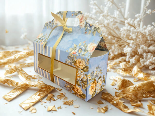 Golden Paper Beautiful Printed Hamper Box (7x3.5x7 Inches)