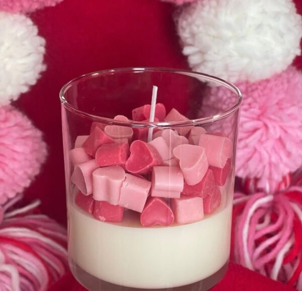 Glass Jar candle With little hearts