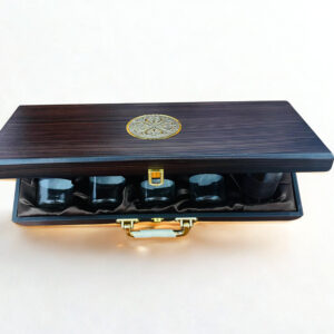 Rectangle Wooden box with 5 laser cut design cylinder jars (10x6x2.5 Inches)