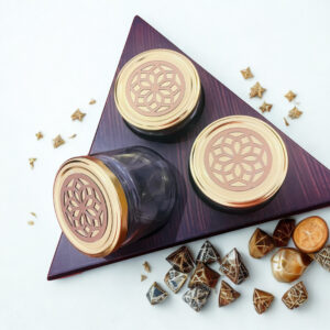 Rotational Triangle Wooden Gift Box with 3 laser cut design salsa jars (12x12x3.5 Inches)