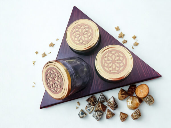 Rotational Triangle Wooden Gift Box with 3 laser cut design salsa jars (12x12x3.5 Inches) - Image 3