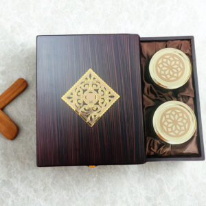 Luxurious Wooden Gift box with 2 laser cut design salsa jars & 20 cavity (13.5x10x3.5 Inches)