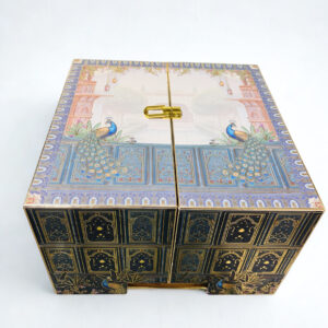 MDF Box with 4 Printed Short salsa jars with 9 Cavity