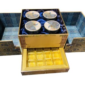 MDF Box with 4 Printed Short salsa jars with 9 Cavity